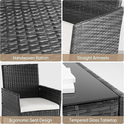 DUMOS 3 Piece Patio Furniture Set, All-Weather Outdoor Wicker Chairs - Image 5