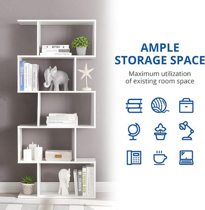 Cozy Castle Set of 2 Geometric Bookcase, S-Shaped Modern Bookshelf, Room - Image 9
