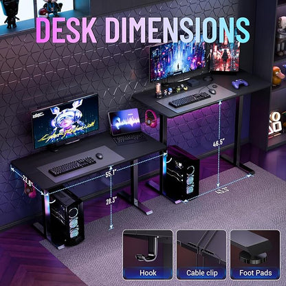 Veken 55 Inch Large Electric Standing Gaming Desk, Heights Adjustable, Sit to - Image 3