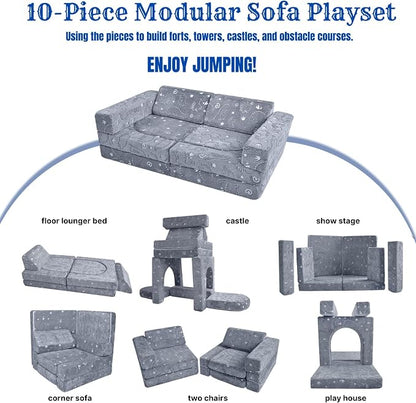 MeMoreCool 10-Piece Kids Couch, Modular Kids Sofa - Image 4