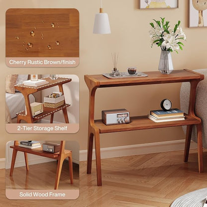 Solid Wood End Table, 2-Tier Side Table - Image 4