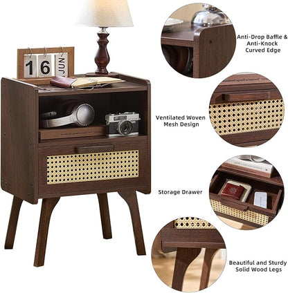 Lerliuo Rattan Nightstand, Bedside Table - Image 6