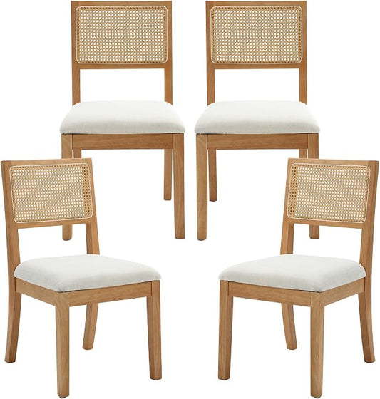 Westice Rattan Dining Chairs Set of 4, Farmhouse Natural Dining Room Chairs by ChairsforHomeLivingRoom