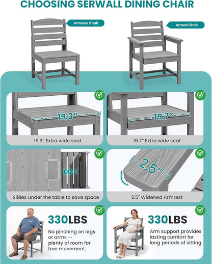 SERWALL Patio Dining Sets for 6 Person, HDPE Dining Set - Image 3