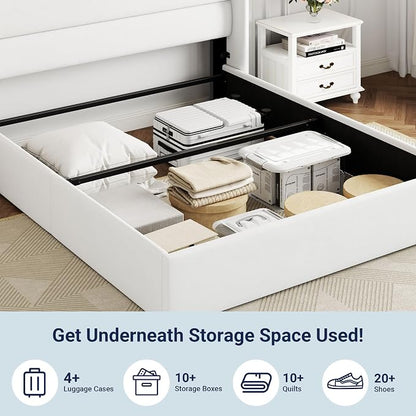 Allewie Full Size Velvet Lift Up Storage Bed, Modern Wingback Headboard - Image 6