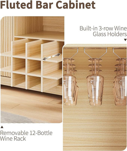 55" Fluted Wine Bar Cabinet - Image 6