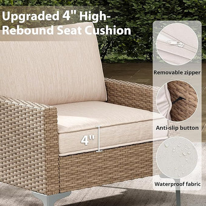Jing's Villa 2-Piece Outdoor Sectional Single Chair Set, All-Weather Wicker - Image 3