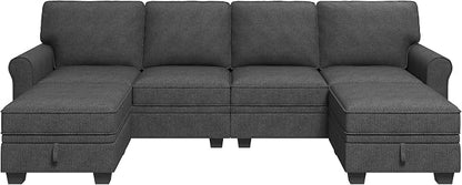 HONBAY Sectional Sofa with Storage Seat U Shaped Couch with Reversible Chaise - Image 8
