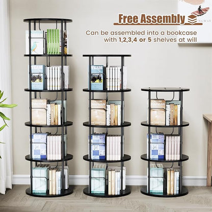 ALLSTAND 5 Tier Rotating Bookshelf, 360 ° Display Stackable Spinning Bookshelf - Image 5