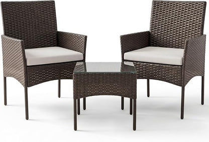 Sweetcrispy 3 Piece Patio Furniture Set, All-Weather Outdoor Wicker Bistro Set by Sweetcrispy