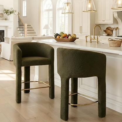 Modern Counter Height Bar Stools Set of 2, 26”H Barrel Counter Stools by HNY