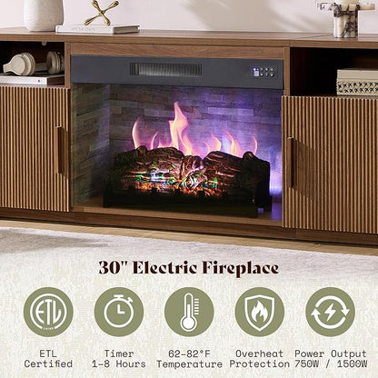 AMERLIFE 70" Fluted Fireplace TV Stand - Image 4