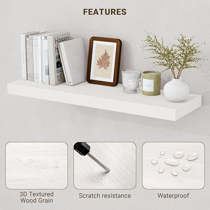 Acovy 24 Inch Floating Shelves, Wooden Shelves - Image 5