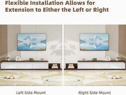 Extendable TV Stand with LED Lights, Modern TV Console with 3 Drawers, Wooden - Image 3