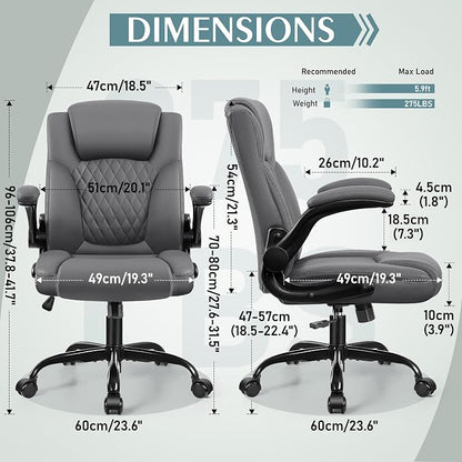 Leather Office Chair, PU Home Computer Desk Chairs - Image 3