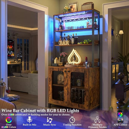 Aheaplus Bar Cabinet with Power Outlets, Coffee Bars Station - Image 3