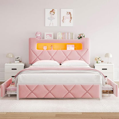 Queen Upholstered LED Bed Frame - Image 8
