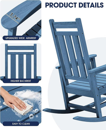 KINGYES Oversized Outdoor Rocking Chair Set of 4, All-Weather Patio Rocking - Image 9