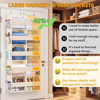Ofiray-home Over the Door Organizer 5 Tiers, Extra Large Behind Door Storage of - Image 2