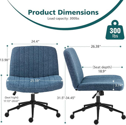 OLIXIS Criss Cross Chair with Wheels Wide Cross Legged Office Desk Vanity Chair - Image 2
