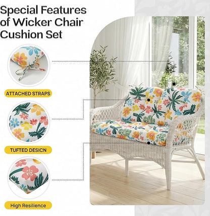 1 MIDDLE ONE Wicker Chair Cushions 3 Pieces Set - Image 5