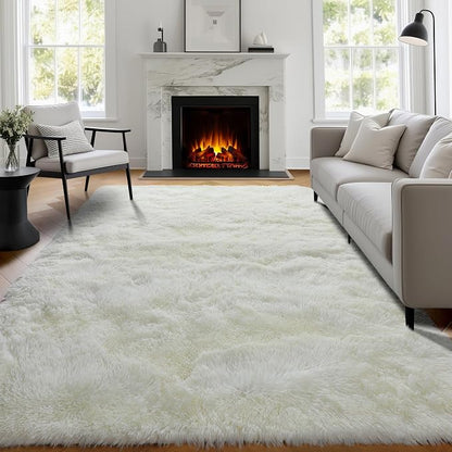 PAGISOFE White Fluffy Shag Washable Area Rugs - Image 5