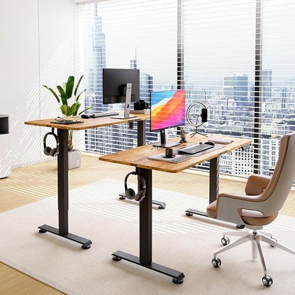 Veken 63 Inch Electric Standing Desk, Height Adjustable Sit Stand Up, Wood - Image 3