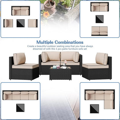 5 Piece Outdoor Patio Furniture Set, All Weather Conversation Set - Image 7