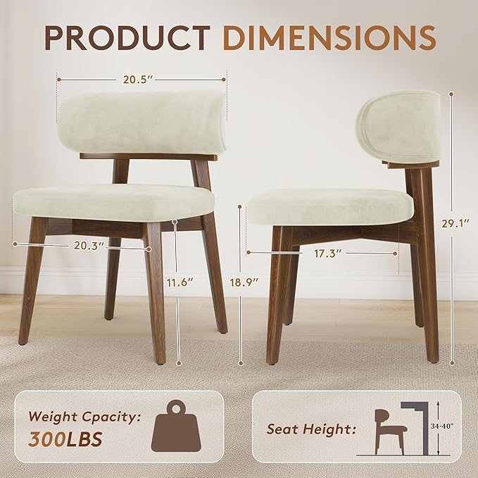 Dining Chairs Set of 2, Modern Upholstered Dining Chairs, Wooden Kitchen Chairs - Image 2