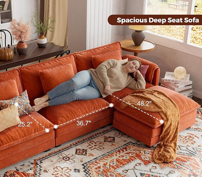 ELUCHANG Oversized 113" Modular Sectional Sofa, Comfy Cloud Couch, L Shaped - Image 6