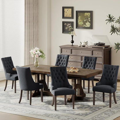 COLAMY Fabric Side Dining Chairs Set of 6, Wingback Upholstered Dining Room by COLAMYHOME