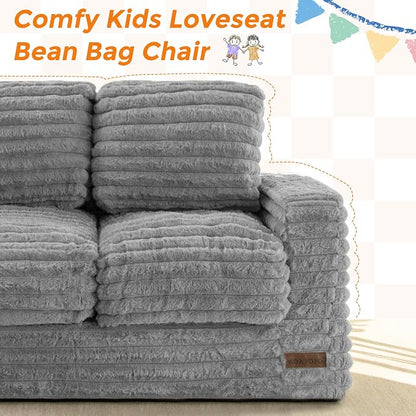 MAXYOYO Extra Wide Kids Bean Bag Chair, Comfy Faux Fur Bean Bag Sofa - Image 9