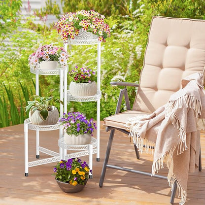 iDavosic.ly Plant Stand Indoor Outdoor, 5 Tier Corner Metal Flower Display - Image 3