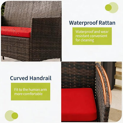 4-Piece Outdoor Furniture Set, PE Rattan Wicker Chairs - Image 6