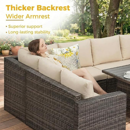 Wisteria Lane 7 Piece Patio Furniture Set, Wicker Patio Sectional - Image 5
