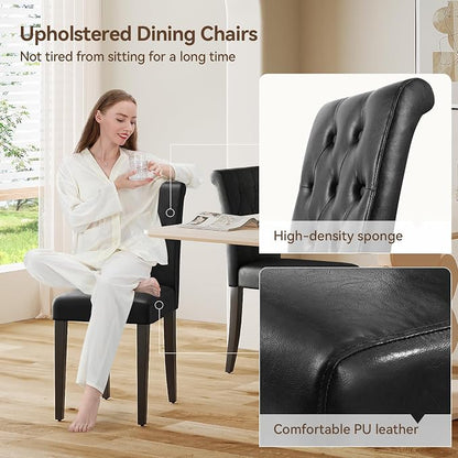 Welzona Upholstered Dining Chairs Set of 6, Button Tufted Parsons Dining Chair - Image 6