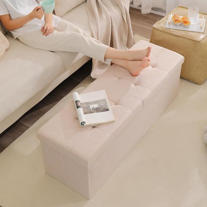 45.3 Inches Storage Ottoman Bench Foldable Seat Footrest Shoe Bench End of Bed - Image 5