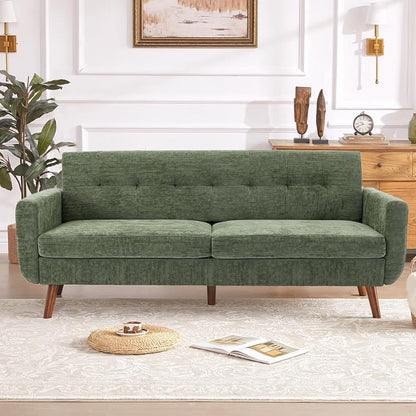 Tbfit 77.2" W Linen Sofa Couch, Mid Century Modern Decor Loveseat Couches - Image 8