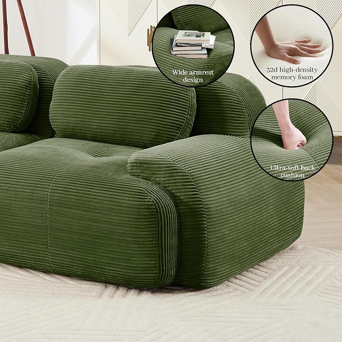 Boneless Sectional Couch, No Assembly Required, 81.8” Modular Cloud Sofa - Image 7