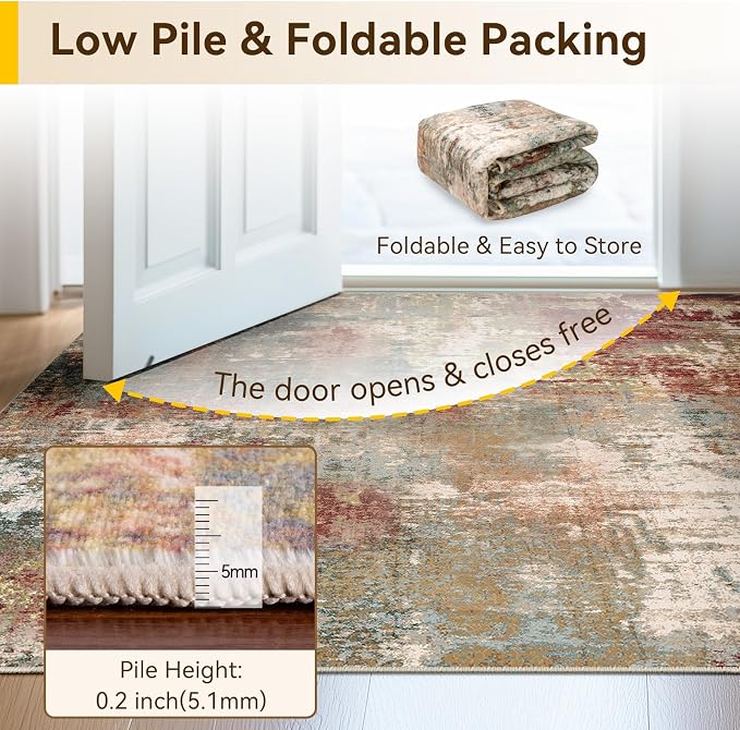 RELEANY Washable Area Rugs 3x12 Non-Slip Modern Abstract Soft - Image 4