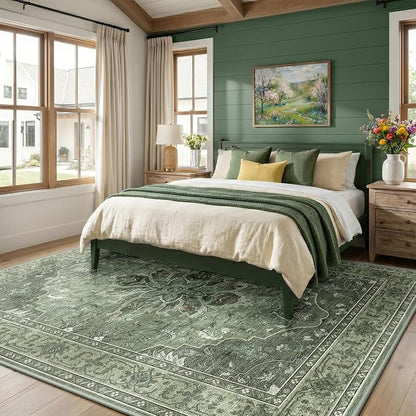 RELEANY Area Rugs 7'x10' Washable Non-Slip, Floral Vintage Distress Print - Image 2