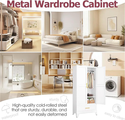 GAIOUS Steel Armoire Wardrobe Closet - Image 4