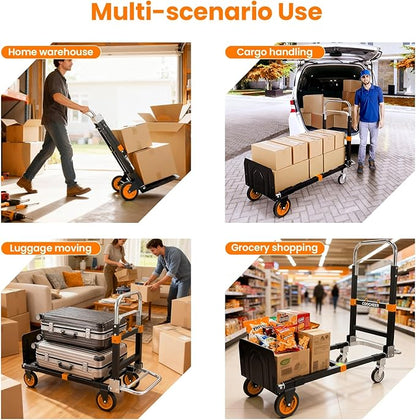 3-in-1 Folding Hand Trucks, 600Lbs Convertible Hand Truck Dolly, Heavy Duty - Image 6