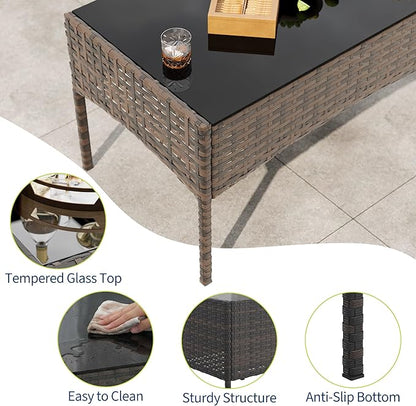 4-Piece Outdoor Furniture Set, PE Rattan Wicker Chairs - Image 6