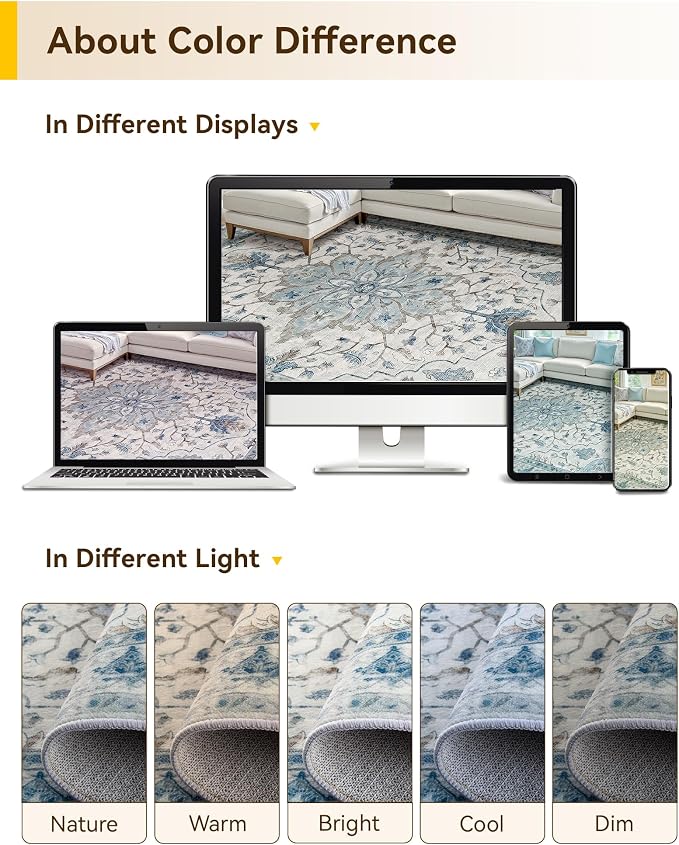 RELEANY Area Rugs 3'x9' Runner Rug Non Slip Washable - Image 6
