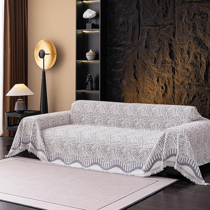 VClife Boho Couch Cover, Abstract White and Black Line Geometric Jacquard Couch - Image 7
