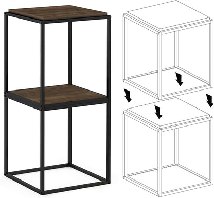 Furinno Moretti Cube Modern Stackable End Table Shelf, Columbia Walnut - Image 6