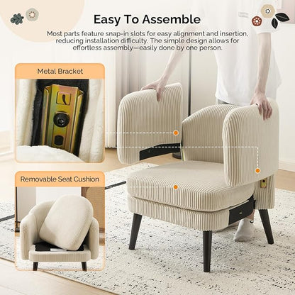 VINGLI 30.3" Wide Modern Barrel Accent Armchair - Image 5