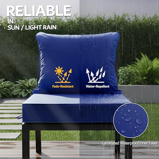22x22 Inch Patio Chair Cushions Set of 2, Outdoor Furniture Cushions - Image 3