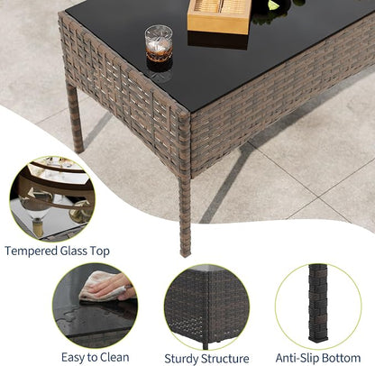 4-Piece Outdoor Furniture Set, PE Rattan Wicker Chairs - Image 6